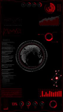 Küresel ağ iş bağlantısı. Yüksek teknoloji HUD Dünya haritasını ve çizgi kompozisyonunu daire içine alıyor. hologram, mavi, küreselleşme, büyüme ve teknoloji konsepti. Ai büyük veri bilimi, yenilik gelecek teknolojisi