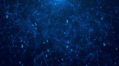 Çokgen dijital ağ mavisi. Soyut pleksus, bilim bağlantıları kablo, sistem geometri engelleme zinciri, yapay zeka, AR VR, bilgisayar ağı, internet bulut hesaplama, 3D 4K kuantum hesaplama