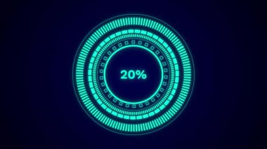 Dijital ekran ikon teknolojisi güç enerji ilerlemesi, modern yaşam elektronik cihazları. 3 boyutlu şarj etme işlemi. Elektronik cihaz yükleme çemberi yüzde karşı ilerleme göstergesi