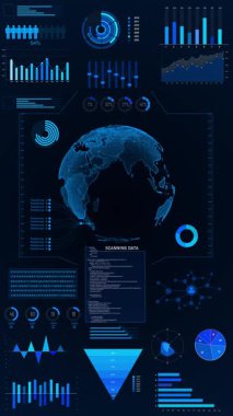 Soyut dijital teknoloji bilim sağlığı ikonu dünya çağdaş yenilik, yüksek teknoloji geleceği. global ui gelecekçi dünya haritası hud arayüzü hologram yeniliği yüksek teknoloji tasarım geçmişi.