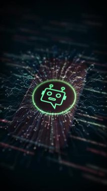 AI Chatbot Veri Akımı dinamik veri akışı, yapay zeka güdümlü veri işleme kavramı. AI büyük veri sohbet robotları, dijital asistanlar, makine öğrenme uygulamaları akıllı teknoloji sanal asistanları 3D 4K