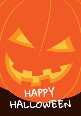 Büyük turuncu balkabaklı Cadılar Bayramı tebrik kartı ve el yazısıyla 