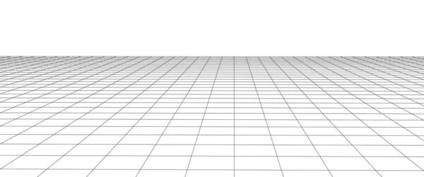 Vector horizon lines. Perspective depth shapes dimension. Grid frameworks. 3D space emerges geometrically.