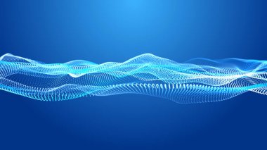 Dalgalar, sessiz kodları ışıltılı bir matrisle iletir. Parçacıklar dijital hareketle atıyor. Üç Boyut