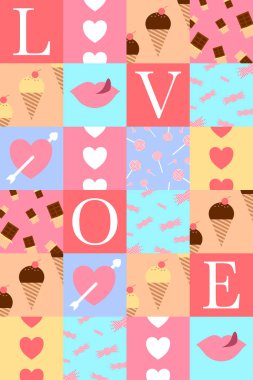 Sevgililer günü kartı tasarımı. Valentine kalp desenli çizim tasarımı. Aşkı, yıldönümünü ve sevgililer gününü kutluyoruz. Hediye paketi, arkaplan, çerçeve, vektör, pankart ve kartpostal için aşk deseni.