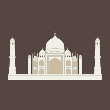 Tac Mahal izole edildi. Tac Mahal ikonu. Taj mahal vektörü. Hindistan 'ın ünlü simgesi. Sembol mozolesi, anıt, mezar, mezar, manzara, bina, din, tapınak, miras, tarih, turizm