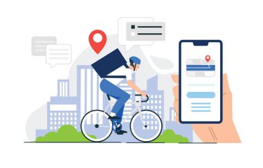 Bisiklet kullanan müşteriye yemek siparişi.