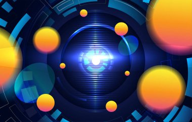 Soyut ark reaktör arka planının portakal topları yüzen stok vektörü