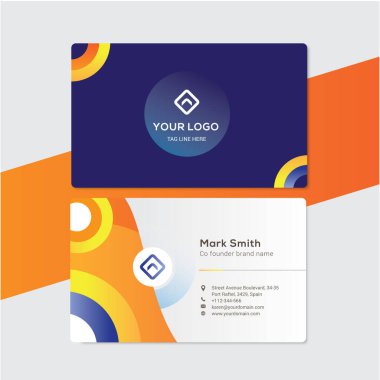 modern isim kartı geometrik şekil ön ve arka tasarım şablonu