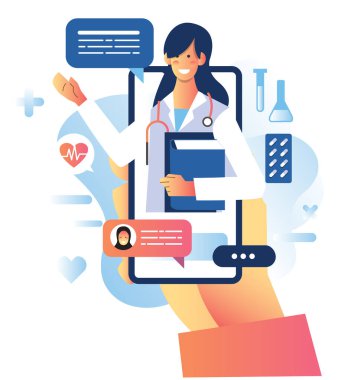 Mobil uygulamalar aracılığıyla kadın doktorlarla çevrimiçi danışmanlık kavramı 