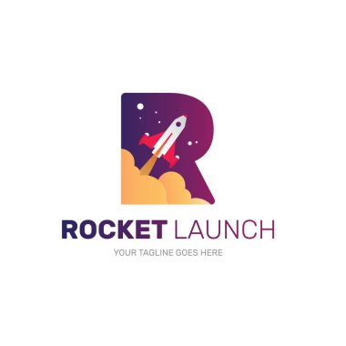 Vektör Roket Tasarım Logosu, elementler, simgeler, semboller, soyut, set, şekiller, yenilikçi ve yaratıcı esin kaynakları, modern stile sahip şablon koleksiyonu ve pazarlama promosyonları