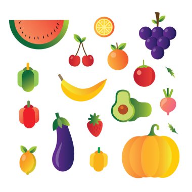 Mutfakta sağlıklı meyve ve sebze koleksiyonu var. 