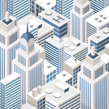 Şehir binaları gökdelenlerle dolup taşıyor.