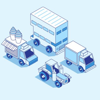 Akıllı ev aletleri izometrik biçimi koleksiyonu. Asgari sanat çizgisi. Masa ve sandalyeyle hareket kavramı.