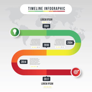 Zaman Çizelgesi Bilgi Şablonu bir iş seyahati veya hedef vektör çizimine ulaşmak için adım atmak için iyi bir açıklama