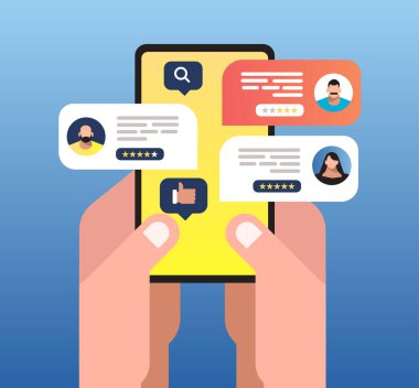 Mobil uygulamalı akıllı telefon ve sosyal medya vektör tasarımı