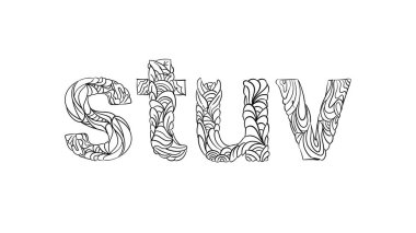 STUV harfi tipografi çiçek boyama kitabı