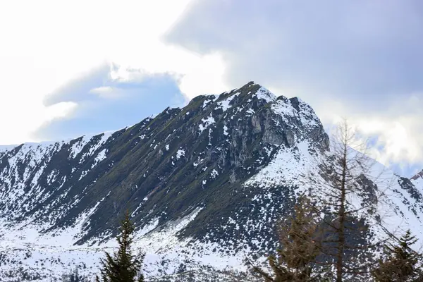 İlkbaharda Avusturya 'da karla kaplı dağlar. Yüksek kalite fotoğraf