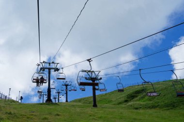 Biwa Gölü 'nün tepesinden bir manzara. Shiga ilindeki Horai (Biwako Vadisi)