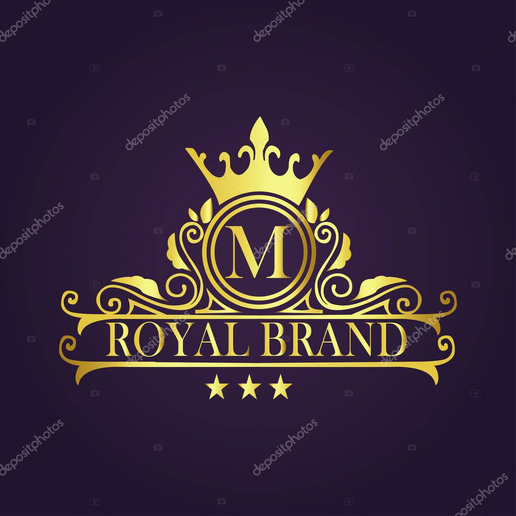 Letter M luxury gold logo concept