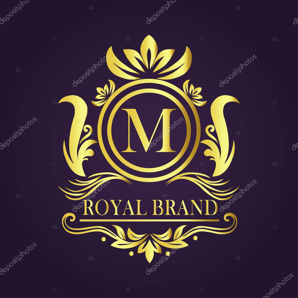 Letter M luxury gold logo concept