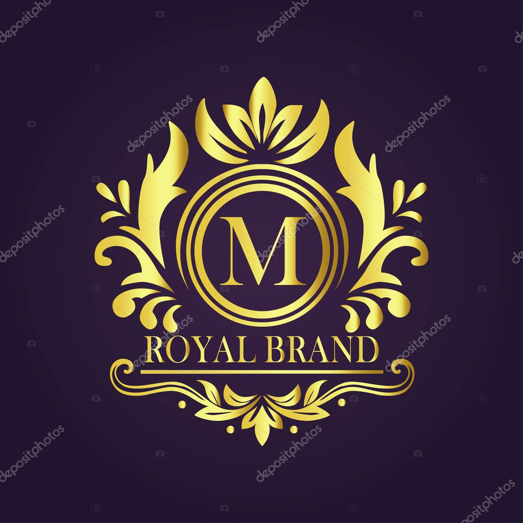 Letter M luxury gold logo concept