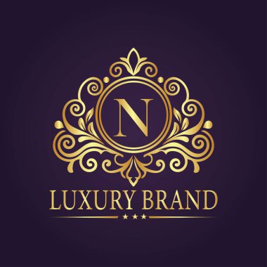 Harf N lüks altın logo kavramı