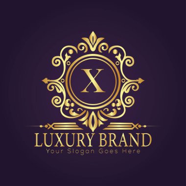 X harfi lüks altın logo konsepti