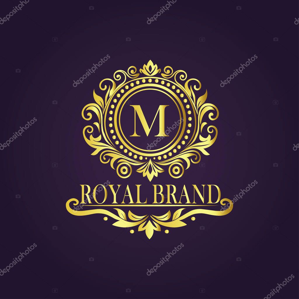 Letter M luxury gold logo concept