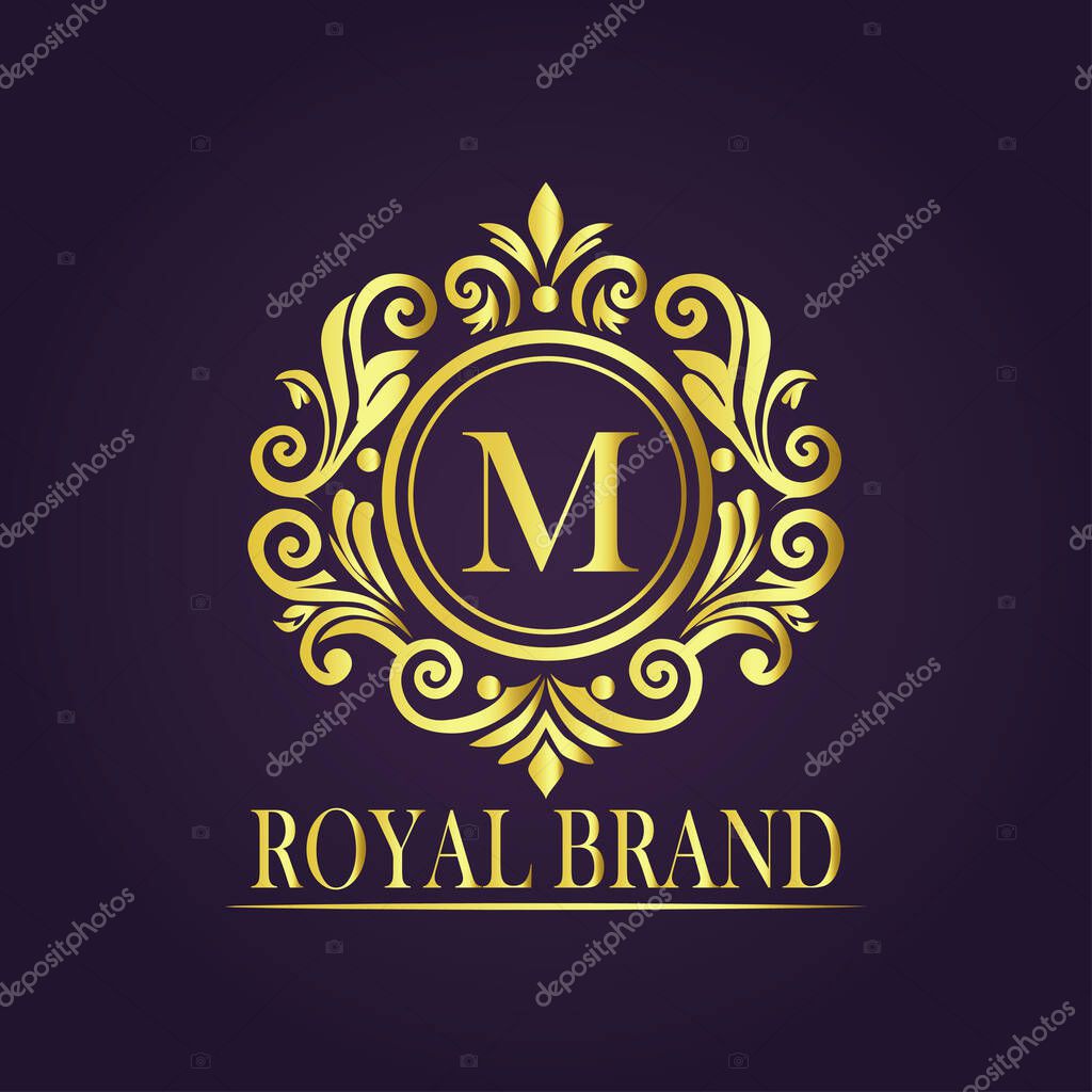 Letter M luxury gold logo concept