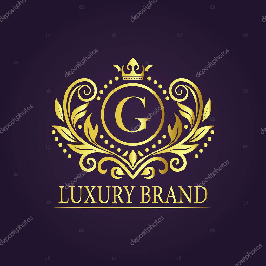Letter G luxury gold logo concept