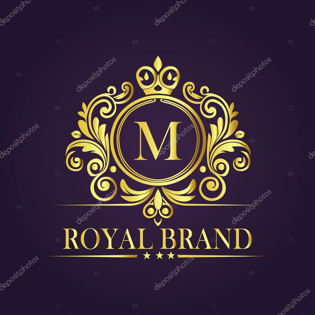 Letter M luxury gold logo concept