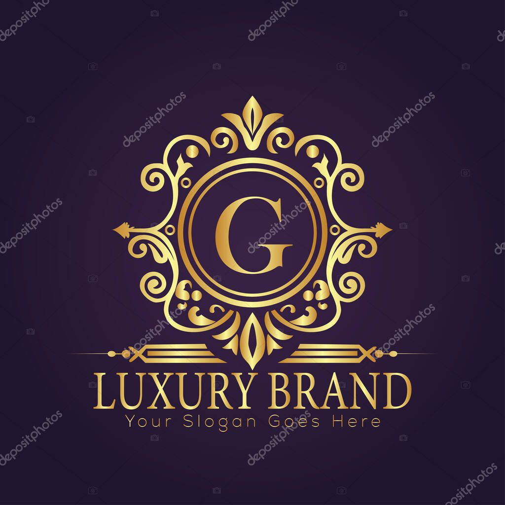 Letter G luxury gold logo concept