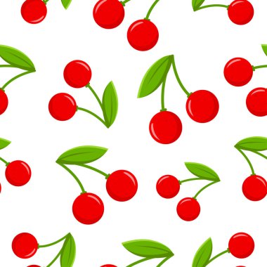 Renkli Kirazlı Kusursuz Desenli Arkaplan. EPS 10 Vektörü