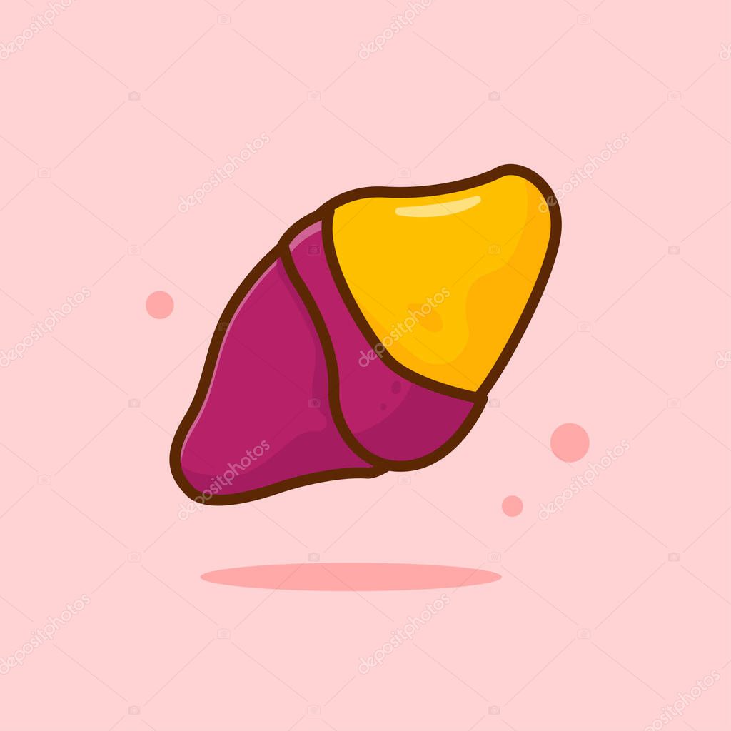 Sweet Potato Cartoon Vector Illustration. Good Used for Sticker, Logo, Icon, Clipart, Etc - EPS 10 Vector