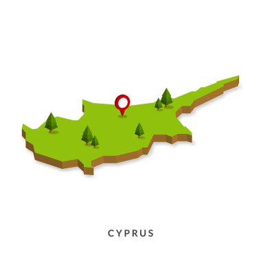 Kıbrıs 'ın Isometric Haritası. Basit bir 3 boyutlu harita. Vektör İllüstrasyonu - EPS 10 Vektör