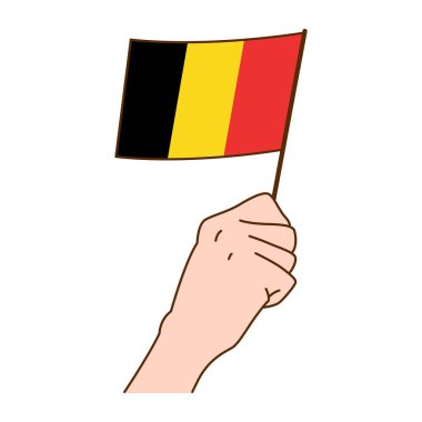 El Tutma Belçika Ulusal Bayrak İllüstrasyonu. El Çizimi Biçim Vektör İllüstrasyonu - EPS 10 Vektörü