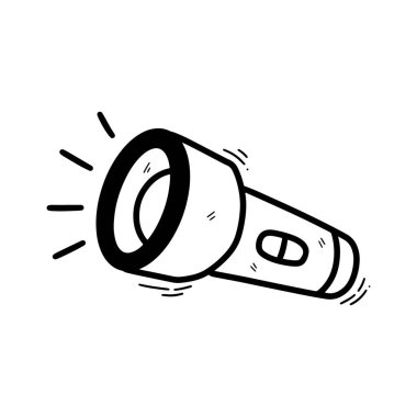 El Çizimi El Feneri Çizimi. Doodle Vektörü. Beyaz Arkaplanda İzole EPS 10 Vektörü