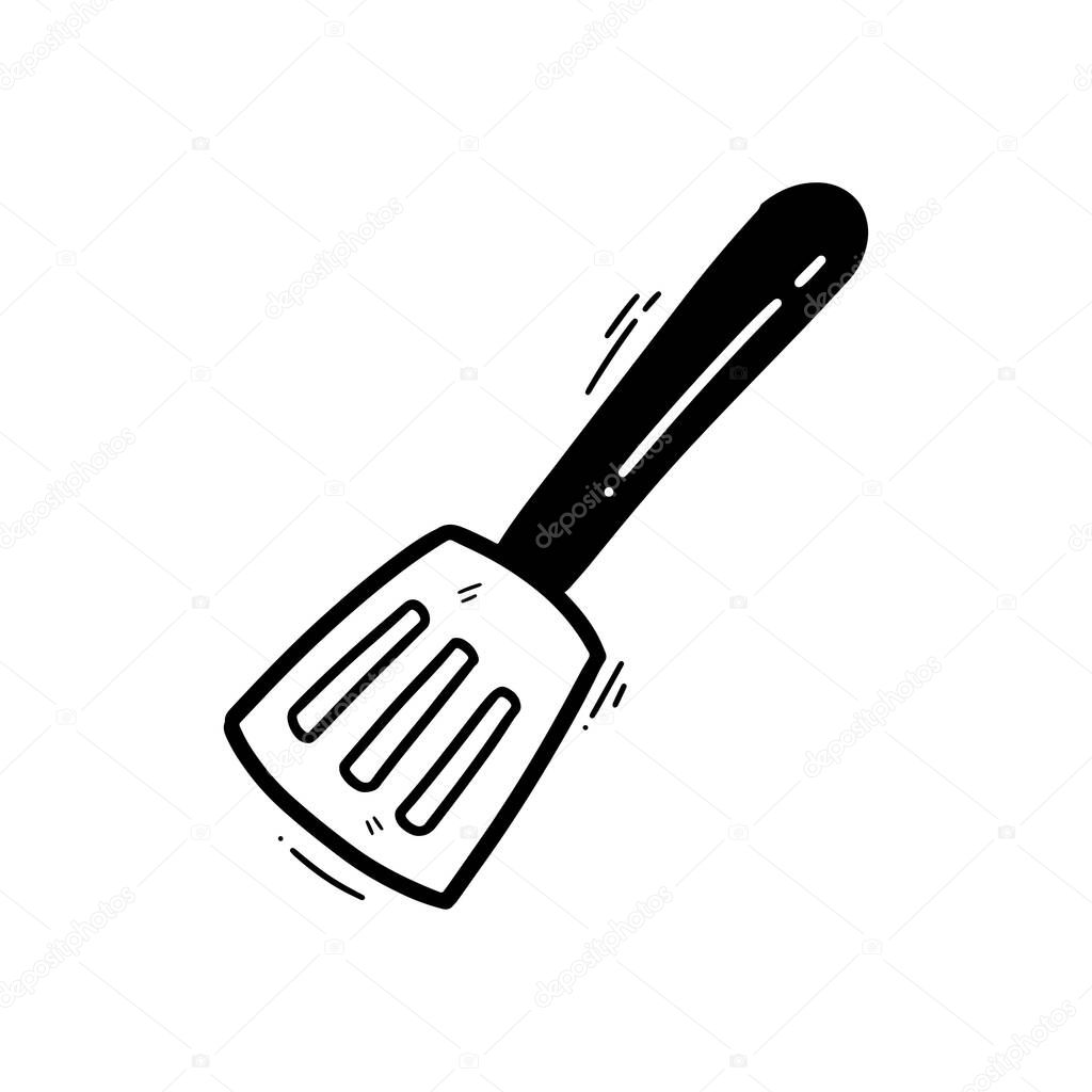 Hand Drawn Spatula Illustration. Doodle Vector. Isolated on White Background - EPS 10 Vector