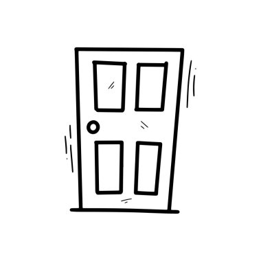 El Kapısı Çizimi. Doodle Vektörü. Beyaz Arkaplanda İzole EPS 10 Vektörü