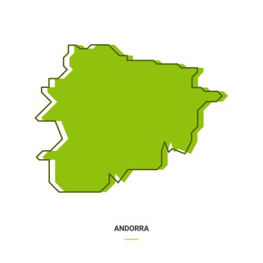 Yeşil Renkli Andorra Taslak Haritası. Modern Basit Çizgi Çizgi Film Tasarımı - EPS 10 Vektörü