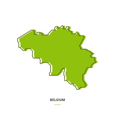 Yeşil Renkli Belçika Taslak Haritası. Modern Basit Çizgi Çizgi Film Tasarımı - EPS 10 Vektörü