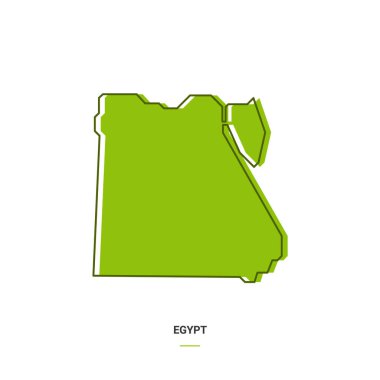 Yeşil Renkli Mısır Taslak Haritası. Modern Basit Çizgi Çizgi Film Tasarımı - EPS 10 Vektörü