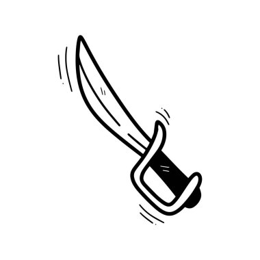 El Kılıcı İllüstrasyonu. Doodle Vektörü. Beyaz Arkaplanda İzole EPS 10 Vektörü