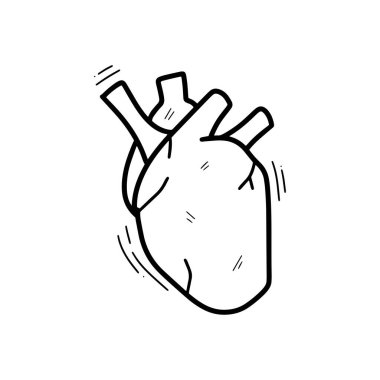 El Çizimi Kalp İllüstrasyonu. Doodle Vektörü. Beyaz Arkaplanda İzole EPS 10 Vektörü