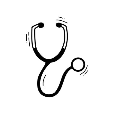 El çizimi Stesthoscope Illustration. Doodle Vektörü. Beyaz Arkaplanda İzole EPS 10 Vektörü