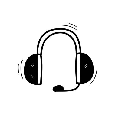 El yapımı Kulaklık İllüstrasyonu. Doodle Vektörü. Beyaz Arkaplanda İzole EPS 10 Vektörü