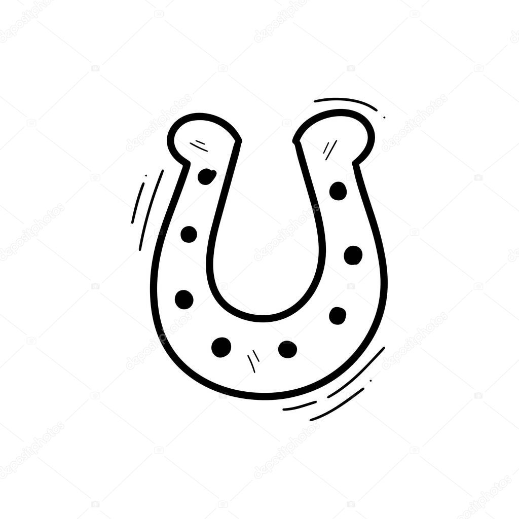 Hand Drawn Horseshoe Illustration. Doodle Vector. Isolated on White Background - EPS 10 Vector