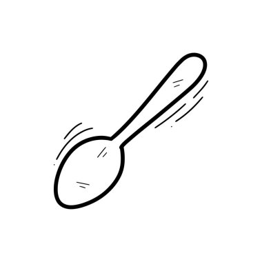 El yapımı kaşık çizimi. Doodle Vektörü. Beyaz Arkaplanda İzole EPS 10 Vektörü