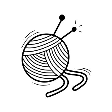 El Çizimi İplik İllüstrasyonu. Doodle Vektörü. Beyaz Arkaplanda İzole EPS 10 Vektörü